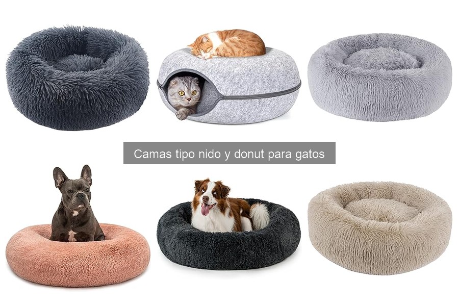 Características esenciales de camas nido y donut para gatos