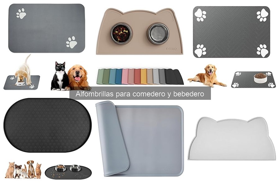 Tipos de alfombrillas para comedero y bebedero de mascotas